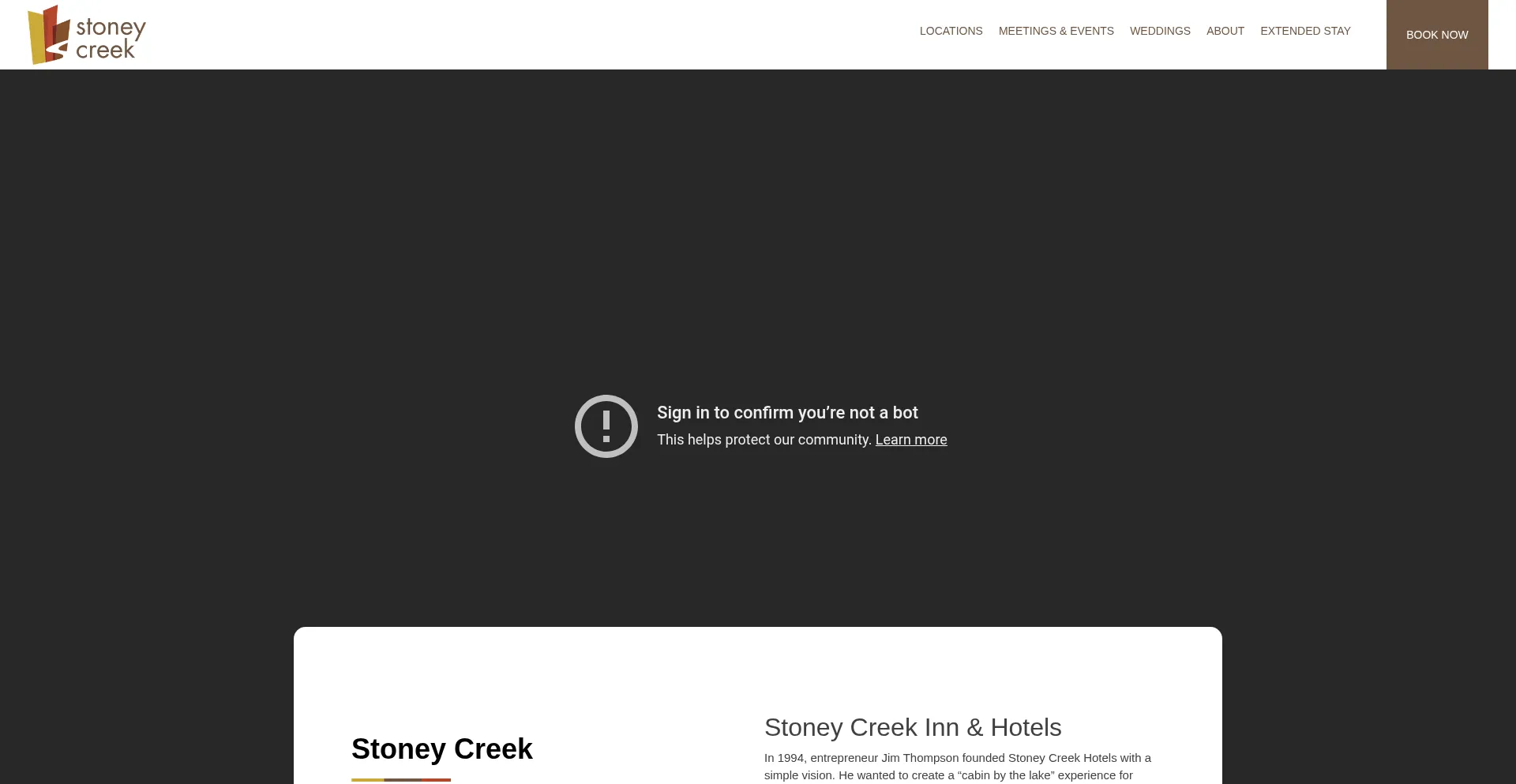 Website screenshot of Stoneycreekhotels.com