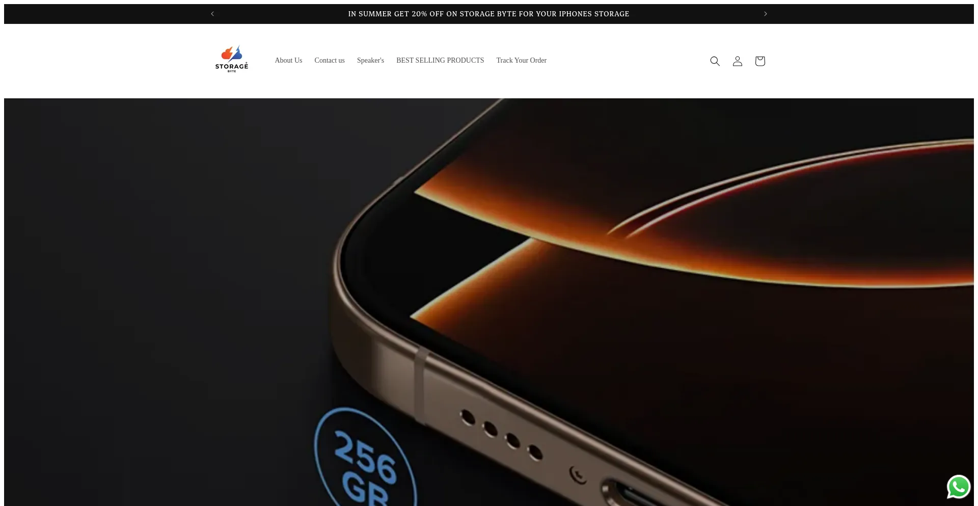 Website screenshot of Storagebyte.in