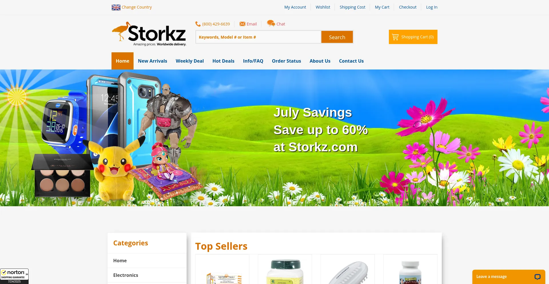 Website screenshot of Storkz.com