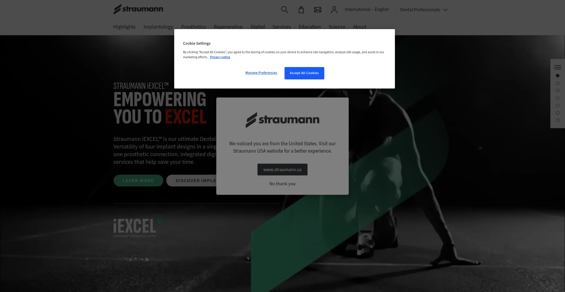 Website screenshot of Straumann.com