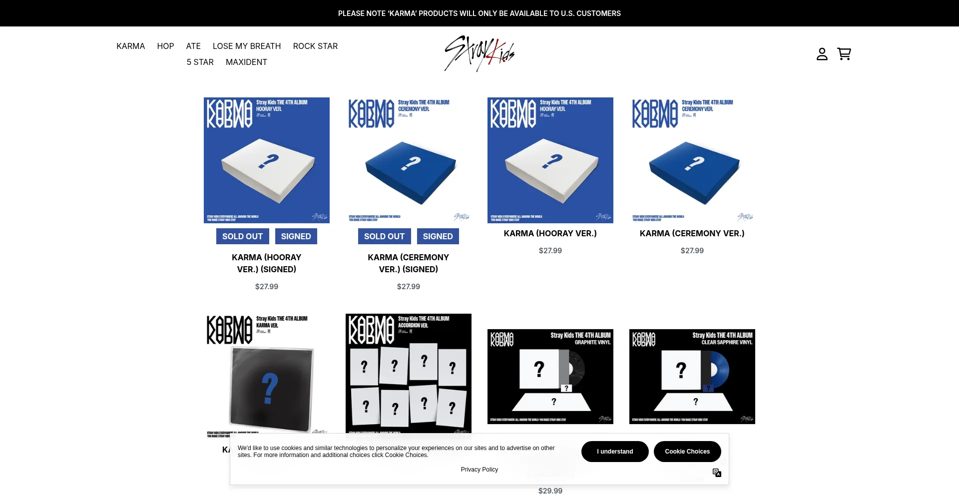 Website screenshot of Straykidsshop.com