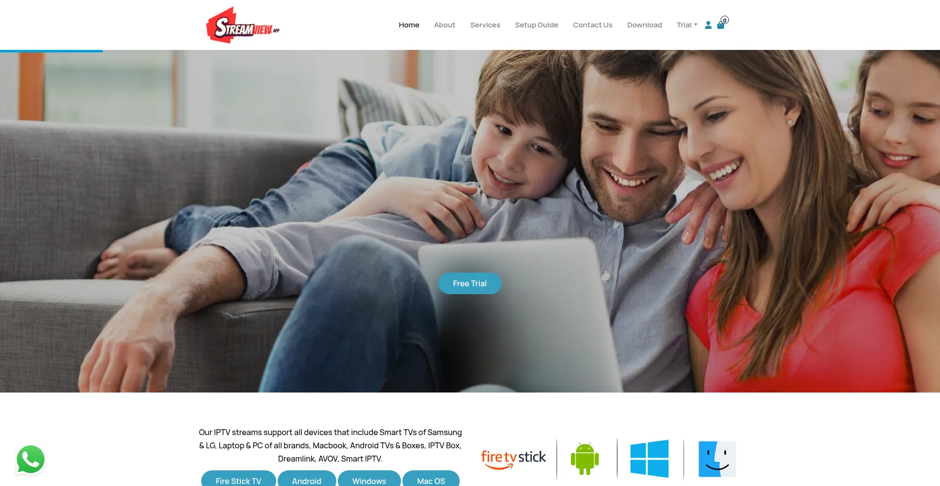 Website screenshot of Streamview.app