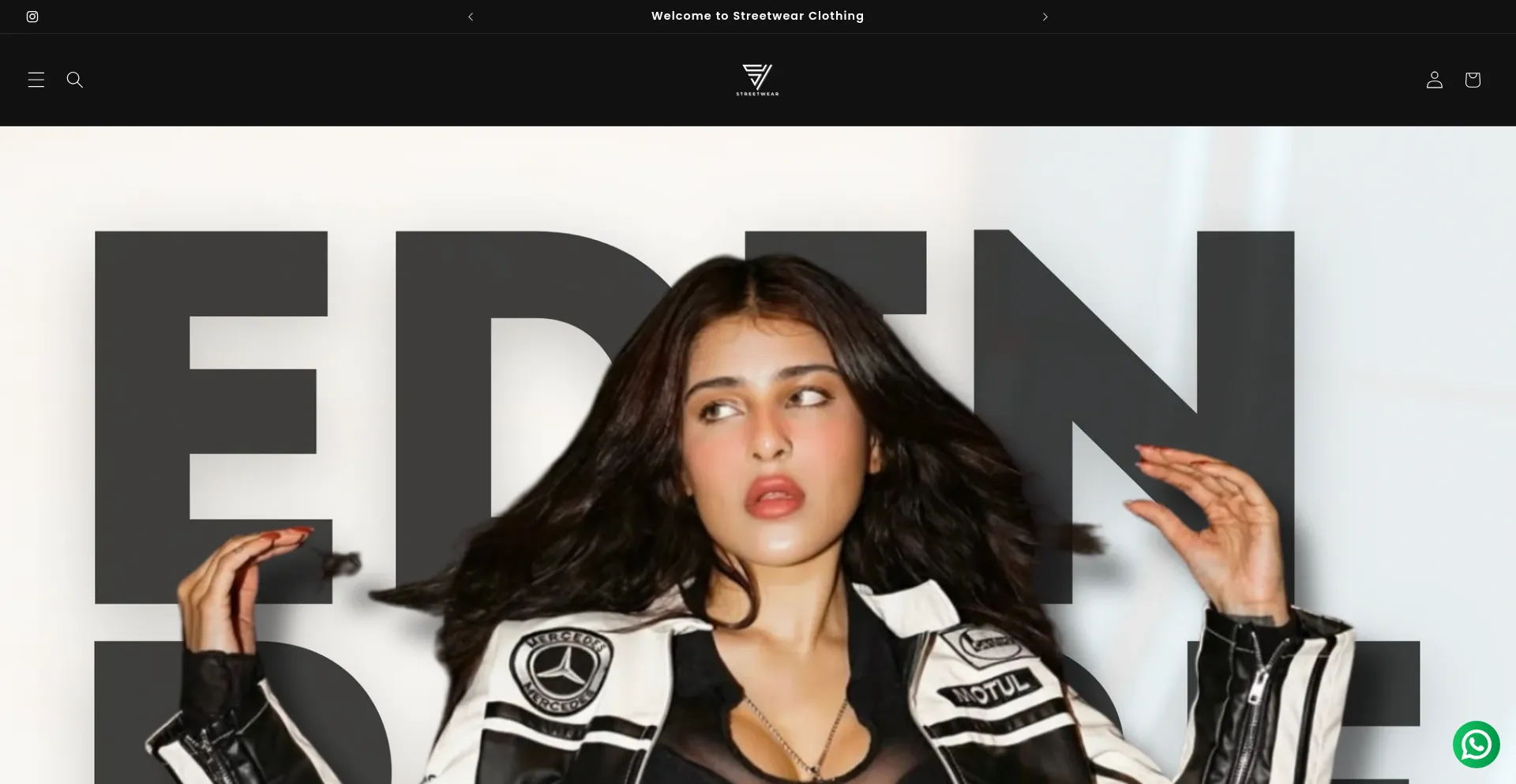 Website screenshot of Streetwearclothings.com