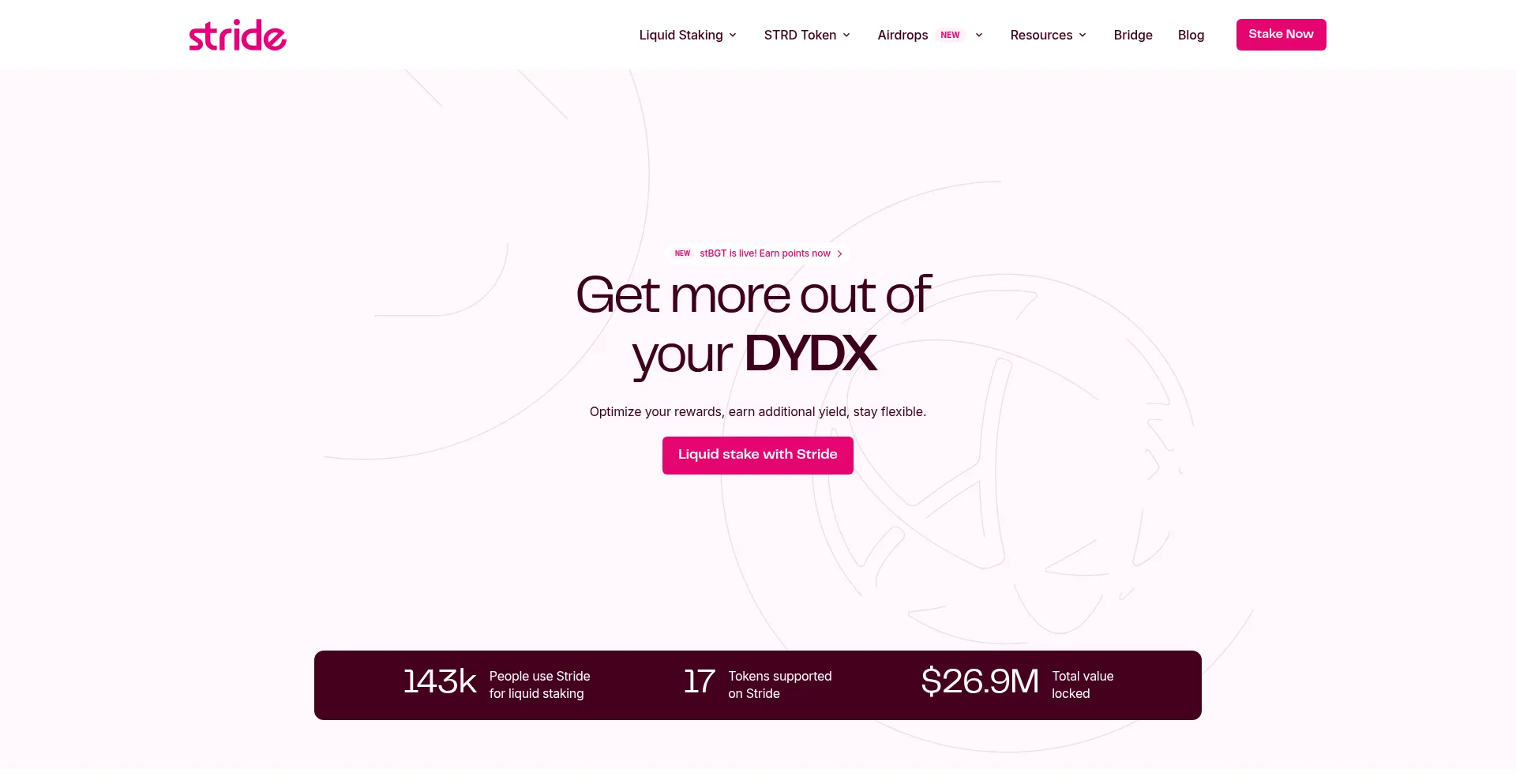Website screenshot of Stride.zone
