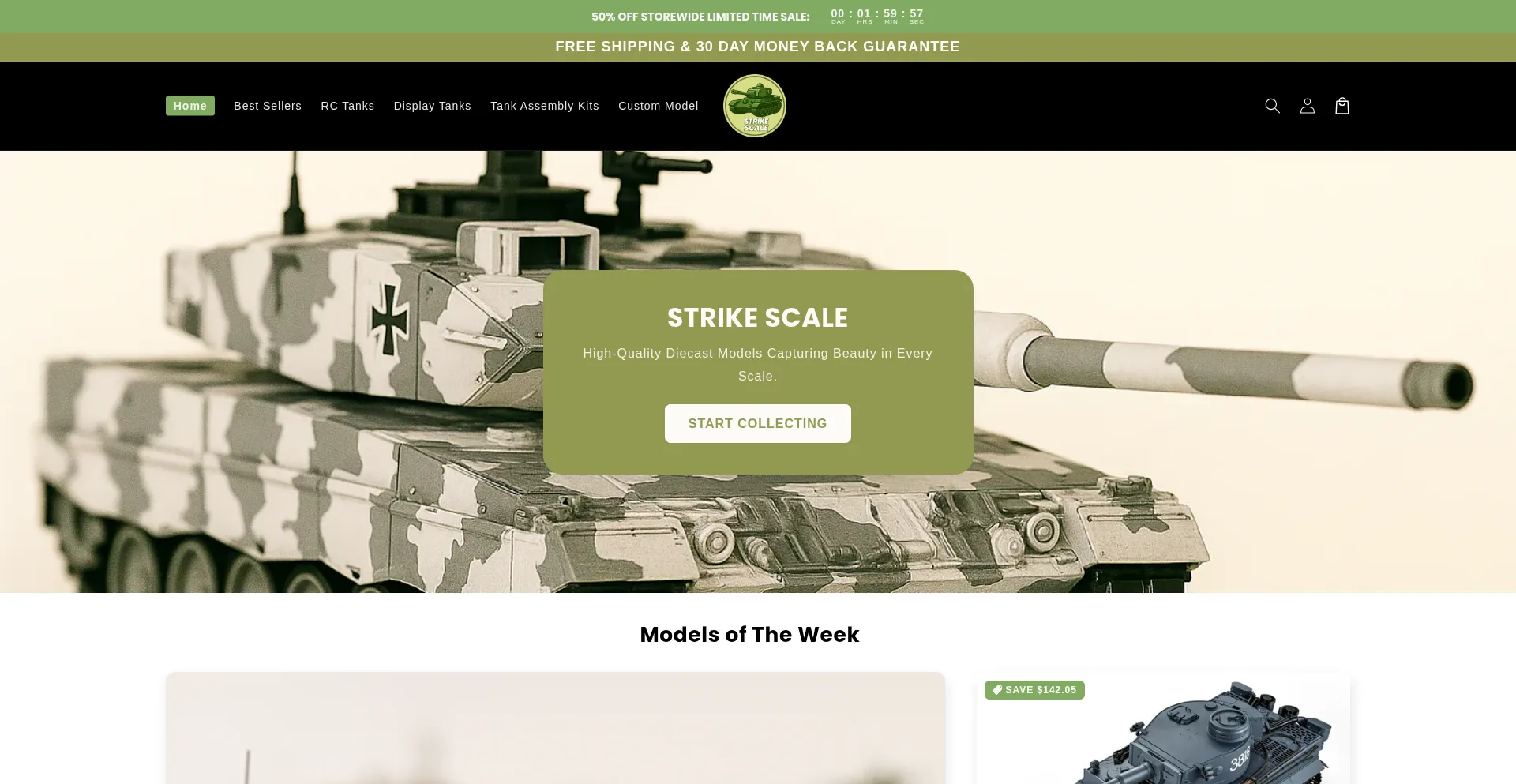 Website screenshot of Strikescalemodels.com