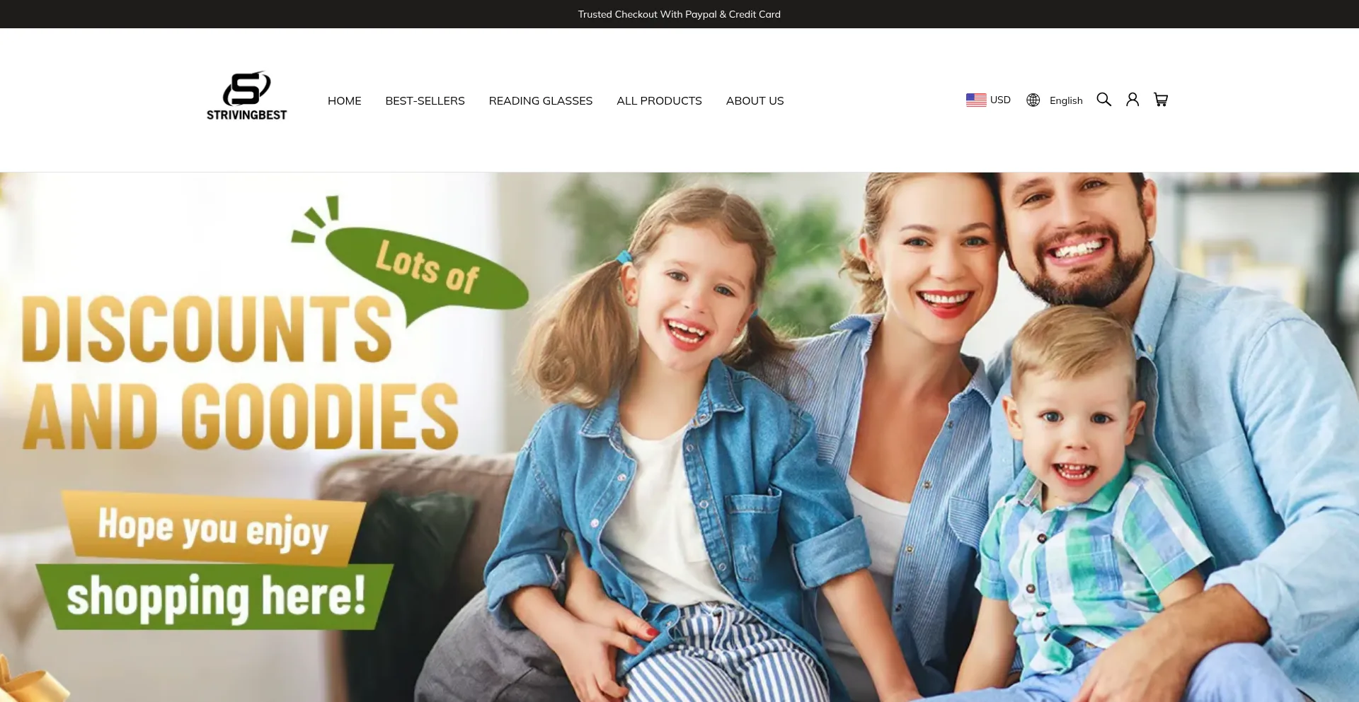 Website screenshot of Strivingbest.com