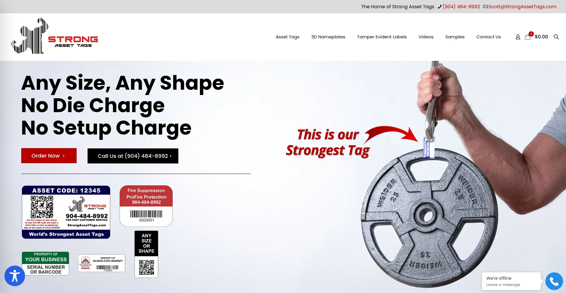 Website screenshot of Strongassettags.com