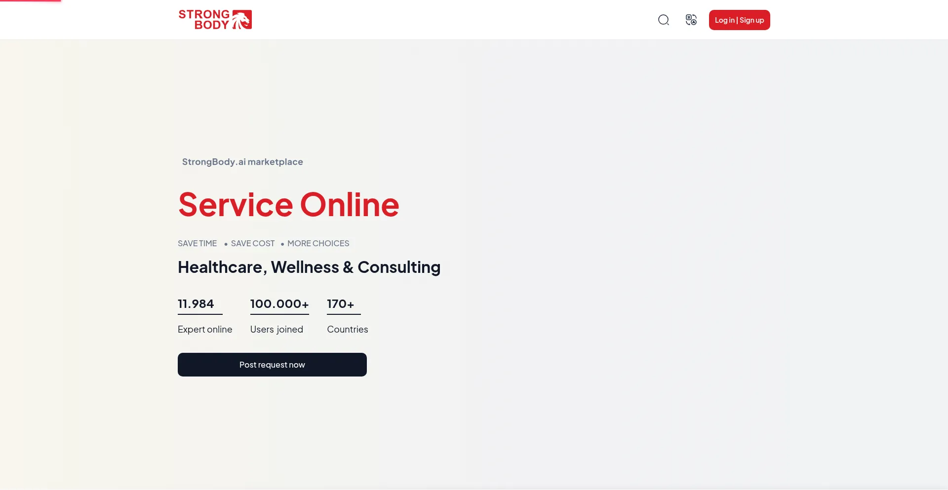 Website screenshot of Strongbody.ai