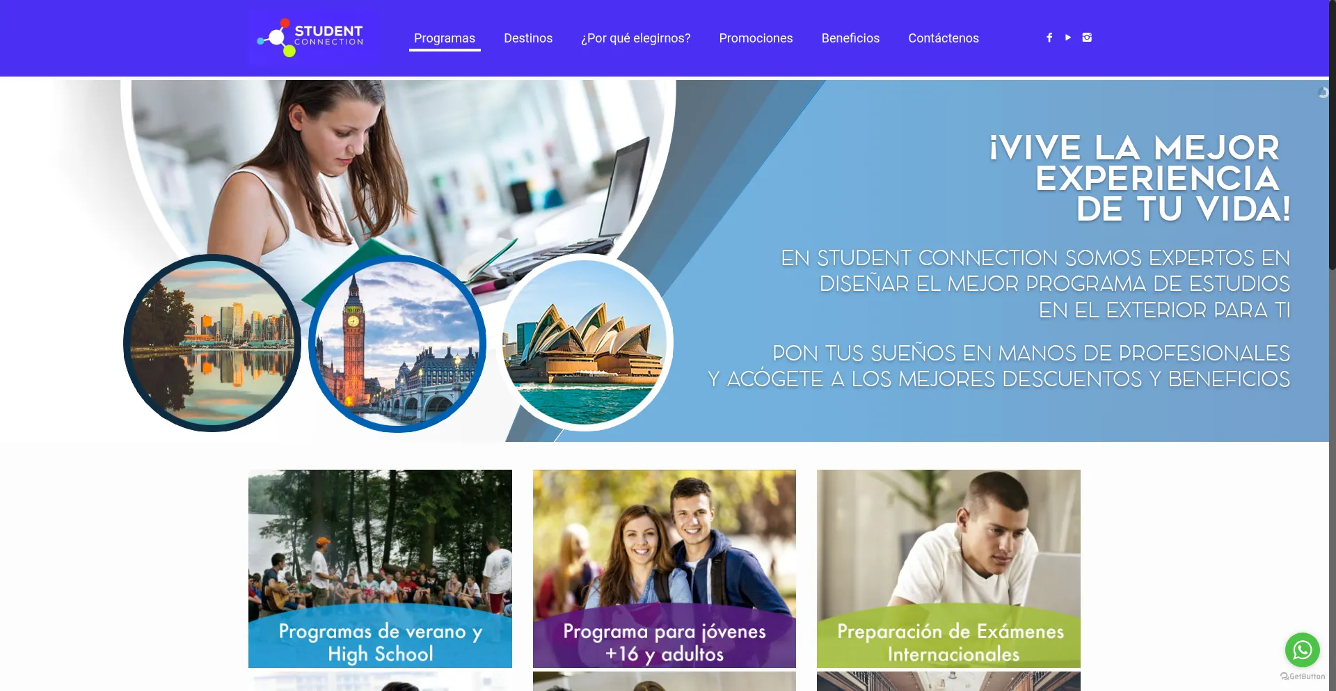 Website screenshot of Studentconnection.com.co