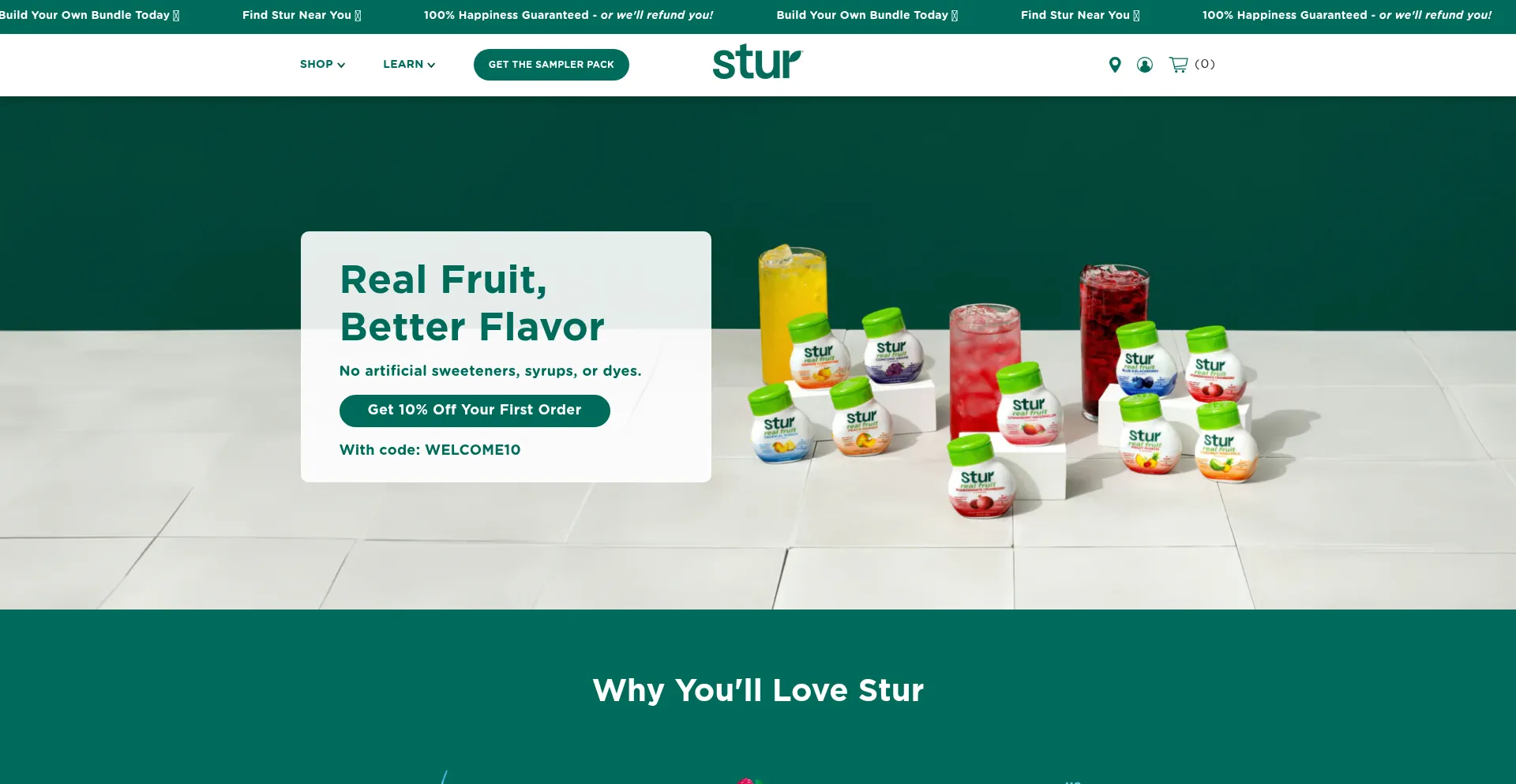 Website screenshot of Sturdrinks.com