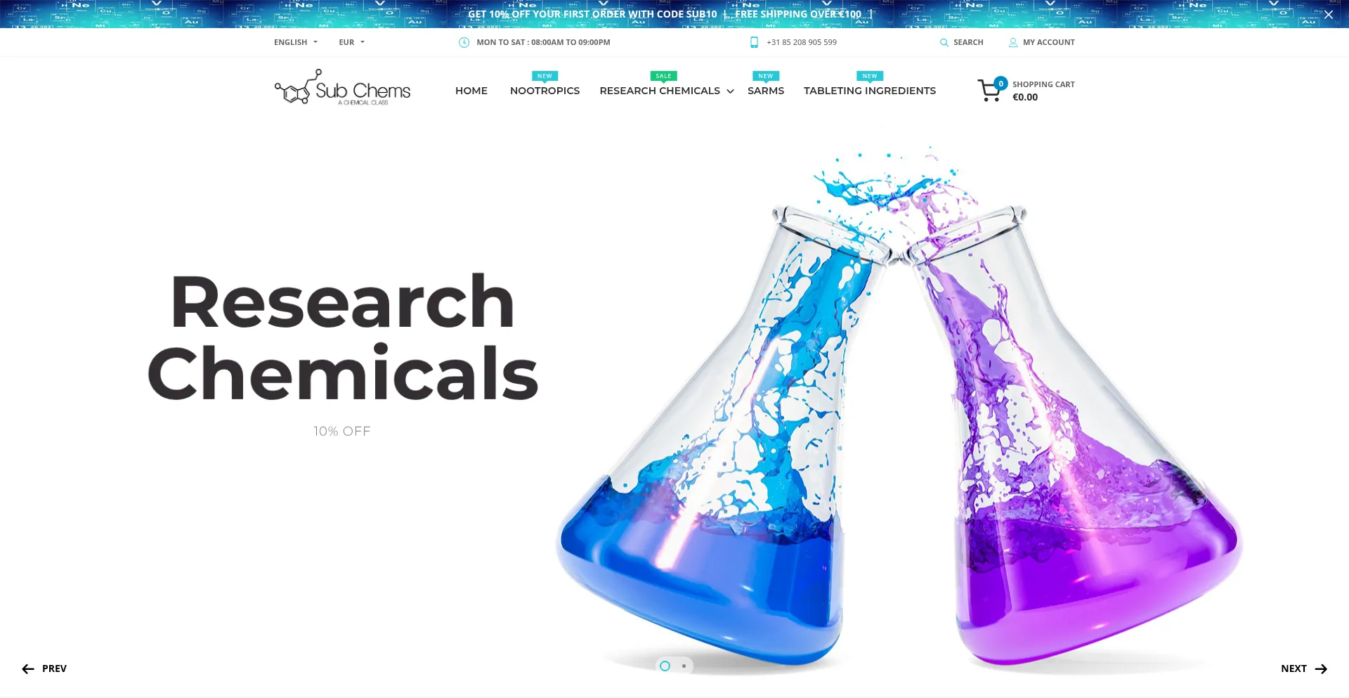 Website screenshot of Subchems.nl