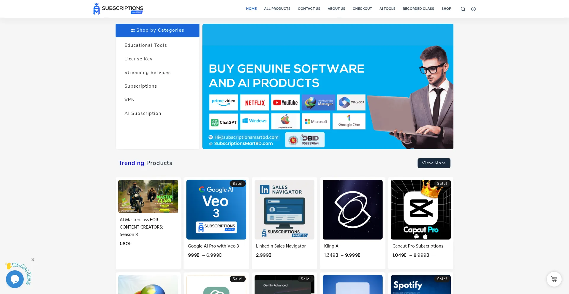Website screenshot of Subscriptionsmartbd.com
