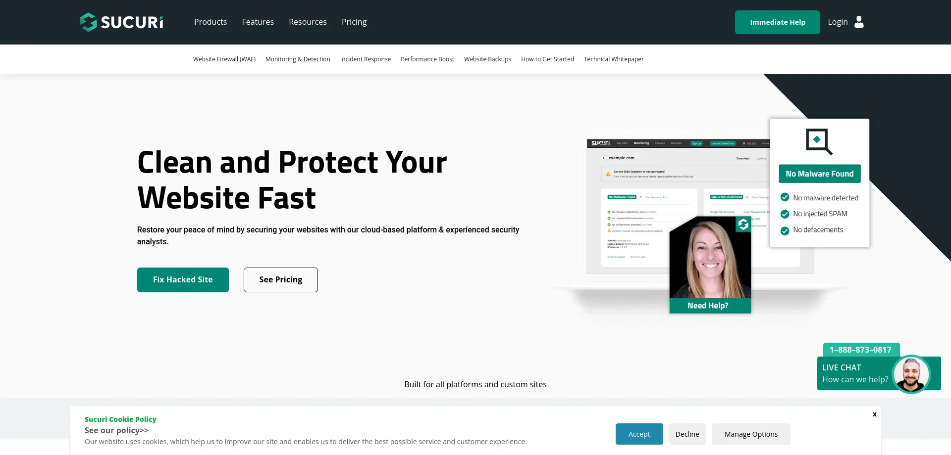Website screenshot of Sucuri.net