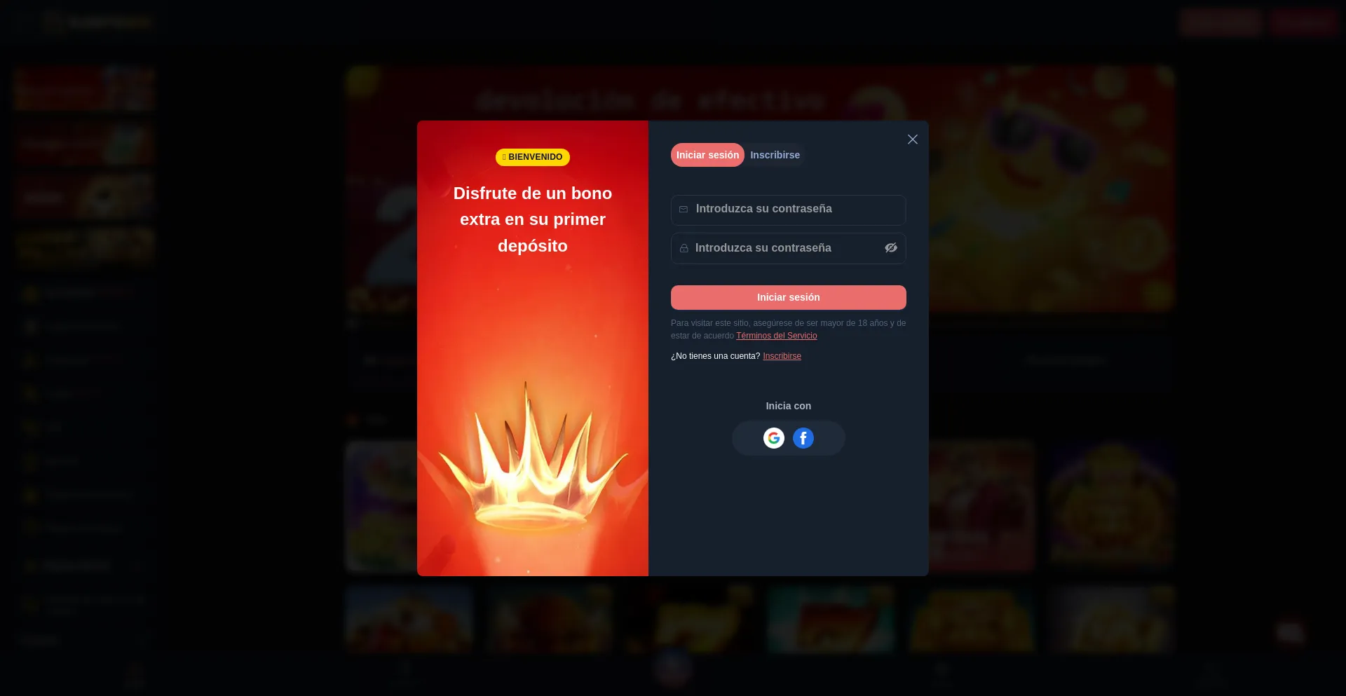 Website screenshot of Suerte999.com