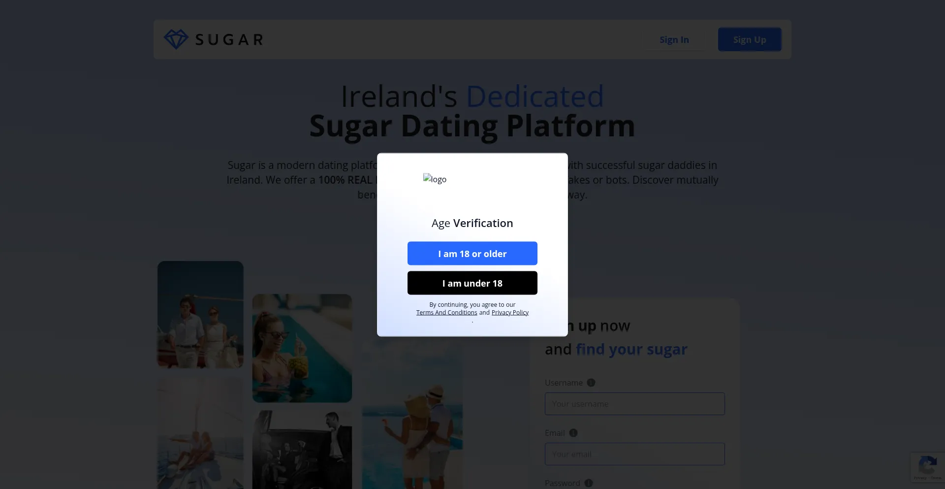 Website screenshot of Sugar.ie