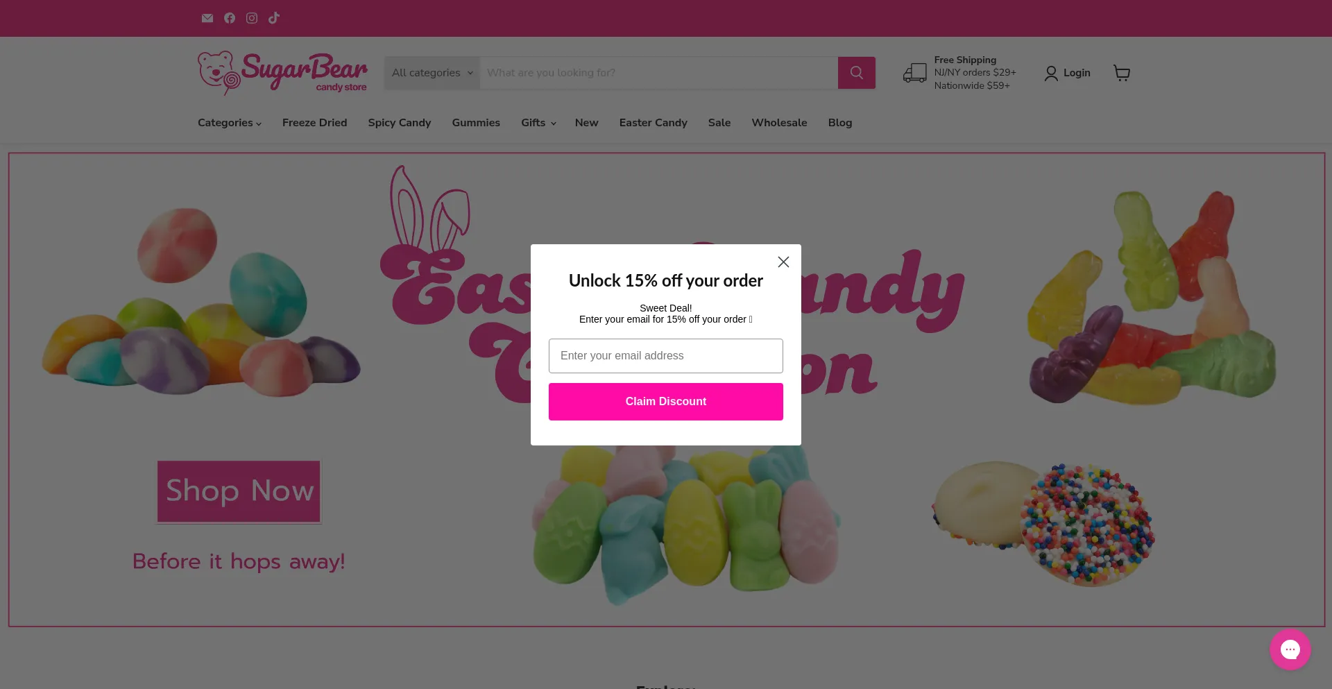 Website screenshot of Sugarbearcandystore.com