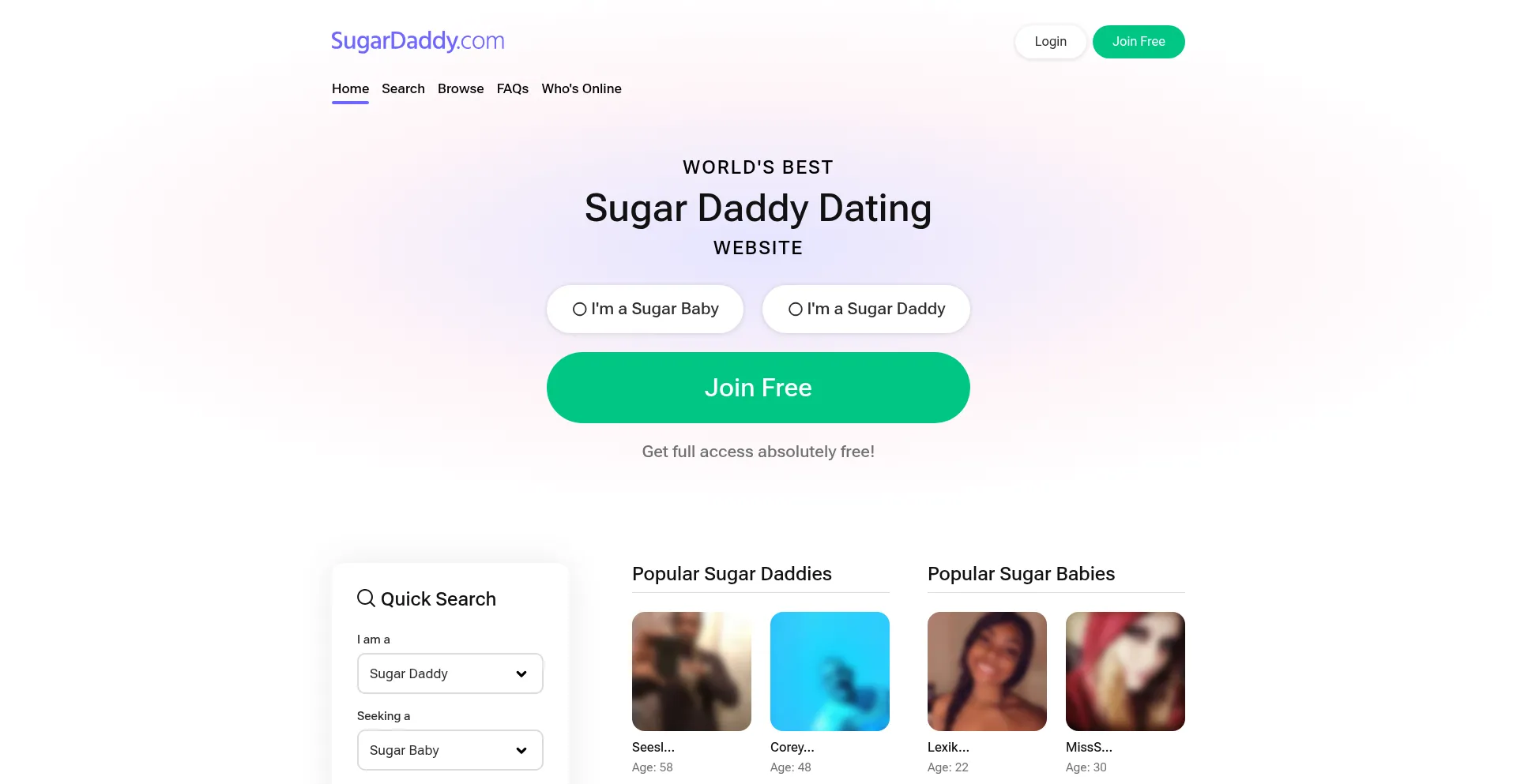 Website screenshot of Sugardaddy.com