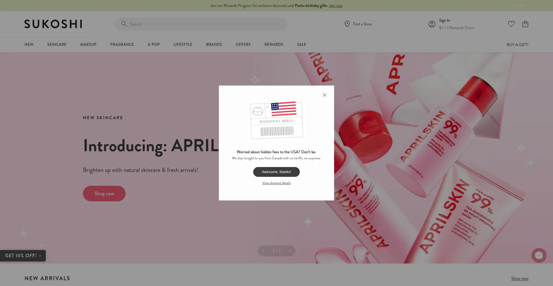 Website screenshot of Sukoshi.com