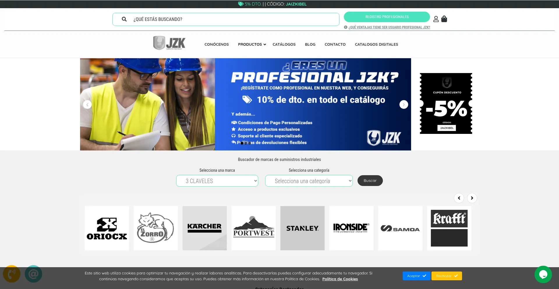 Website screenshot of Suministrosjaizkibel.com