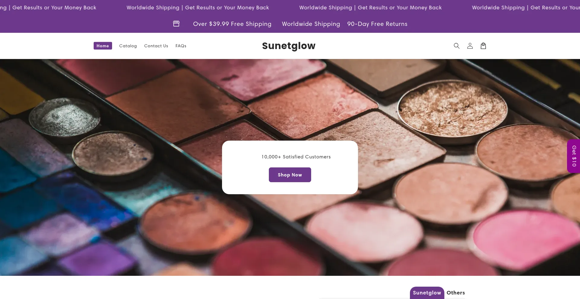 Website screenshot of Sunetglow.com