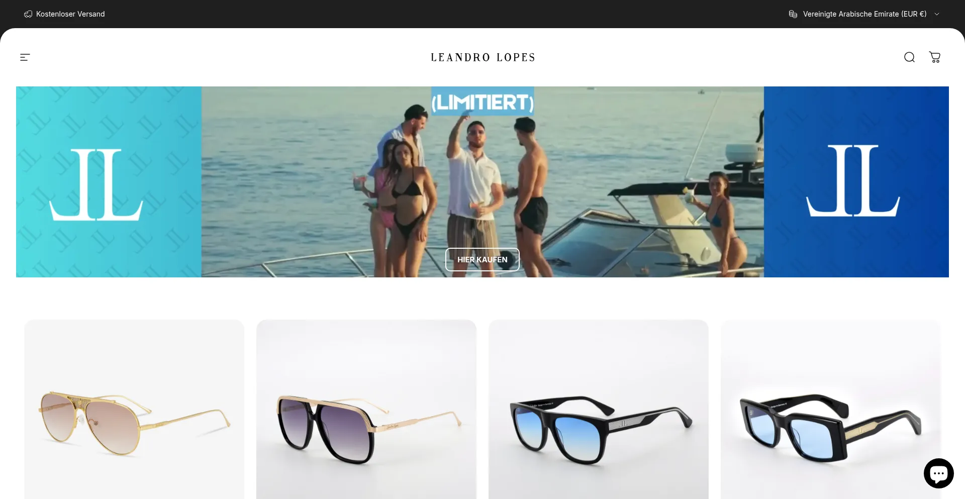 Website screenshot of Sunglasses.leandrolopes.com