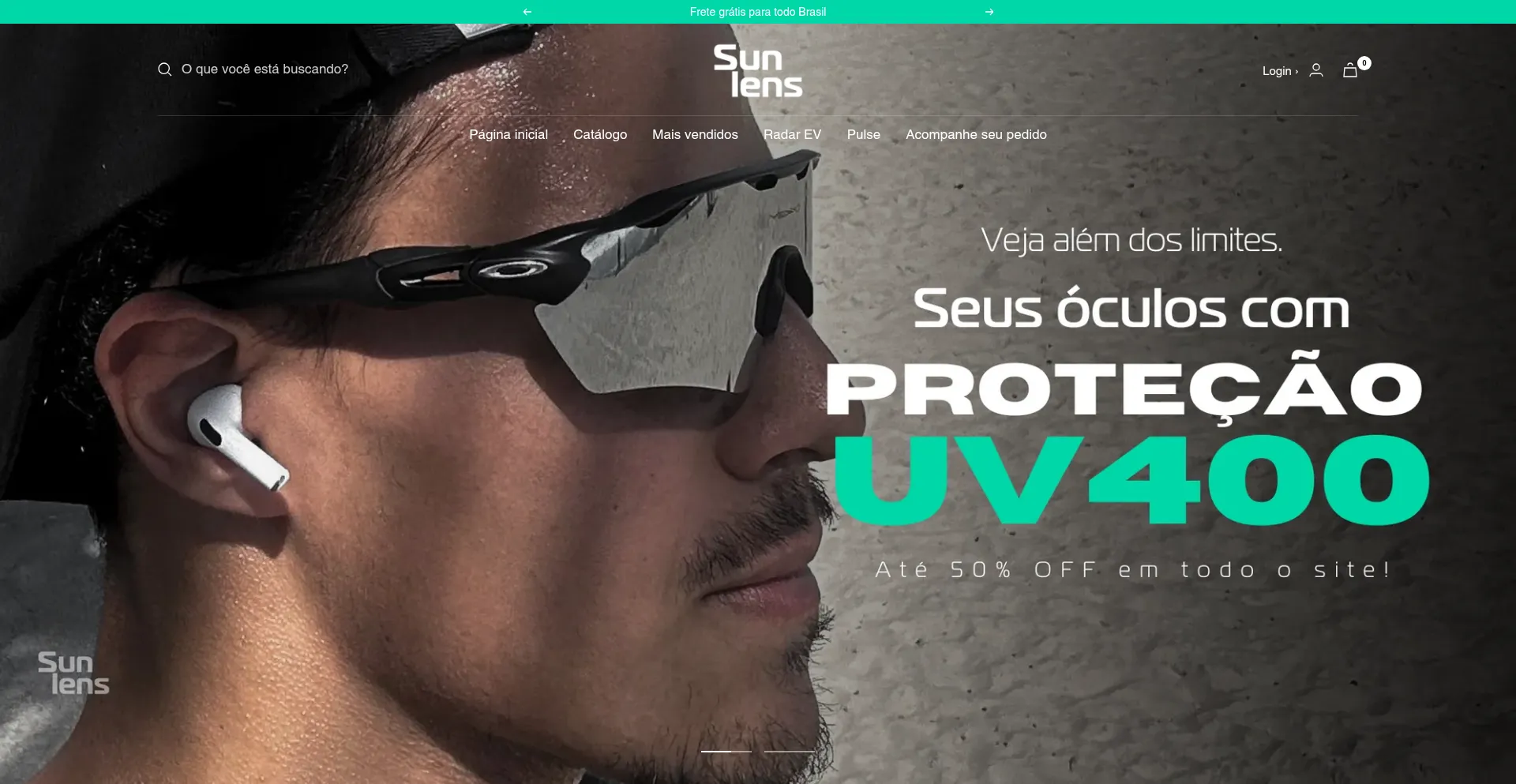 Website screenshot of Sunlens.com.br