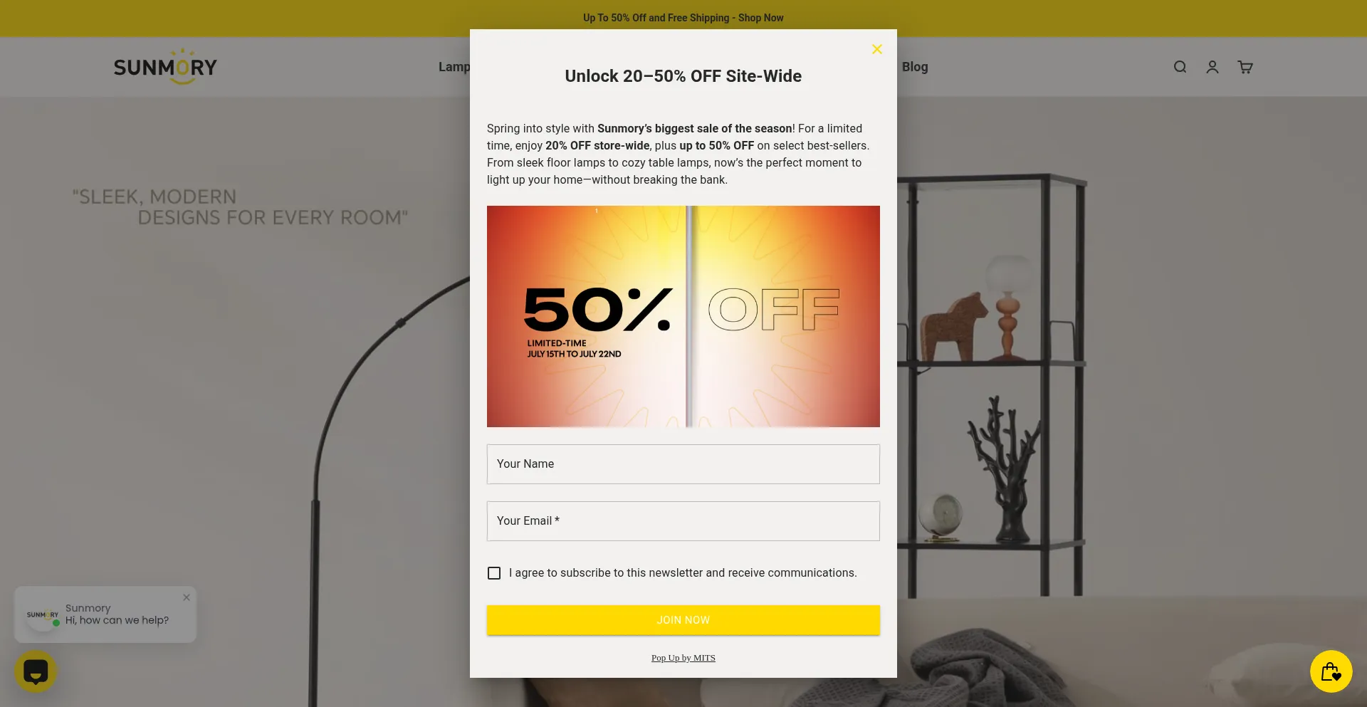 Website screenshot of Sunmory.com