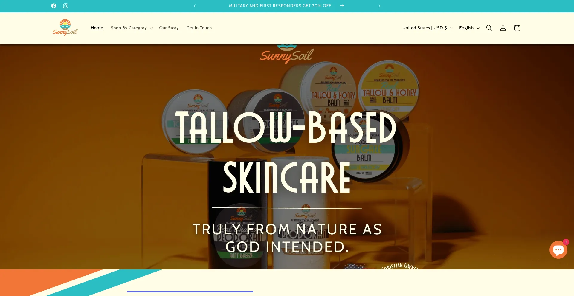 Website screenshot of Sunnysoil.shop