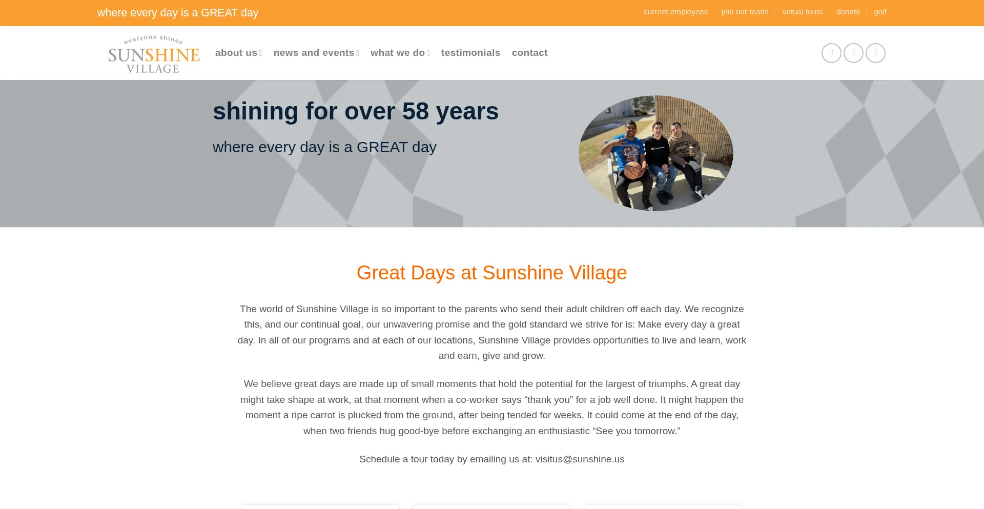 Website screenshot of Sunshine.us