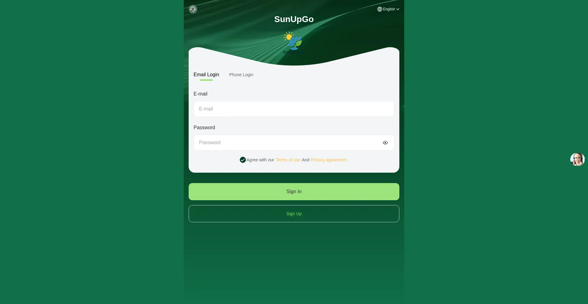 Website screenshot of Sunupgo.com
