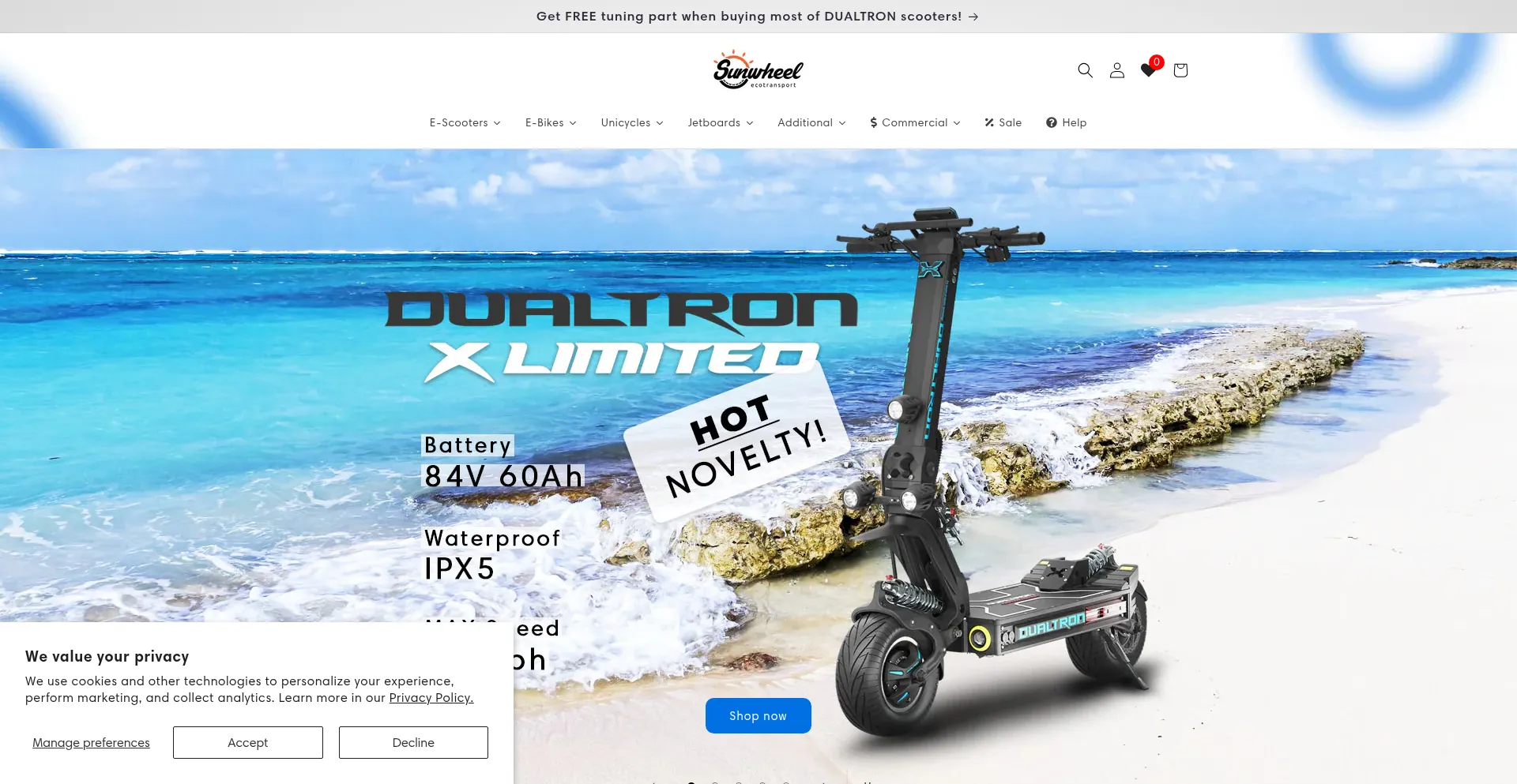 Website screenshot of Sunwheelusa.com