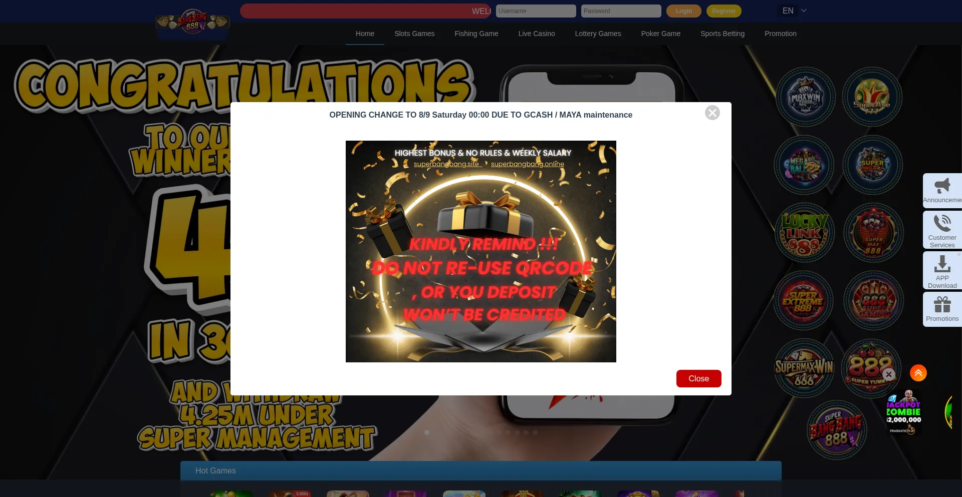 Website screenshot of Superbangbang.site