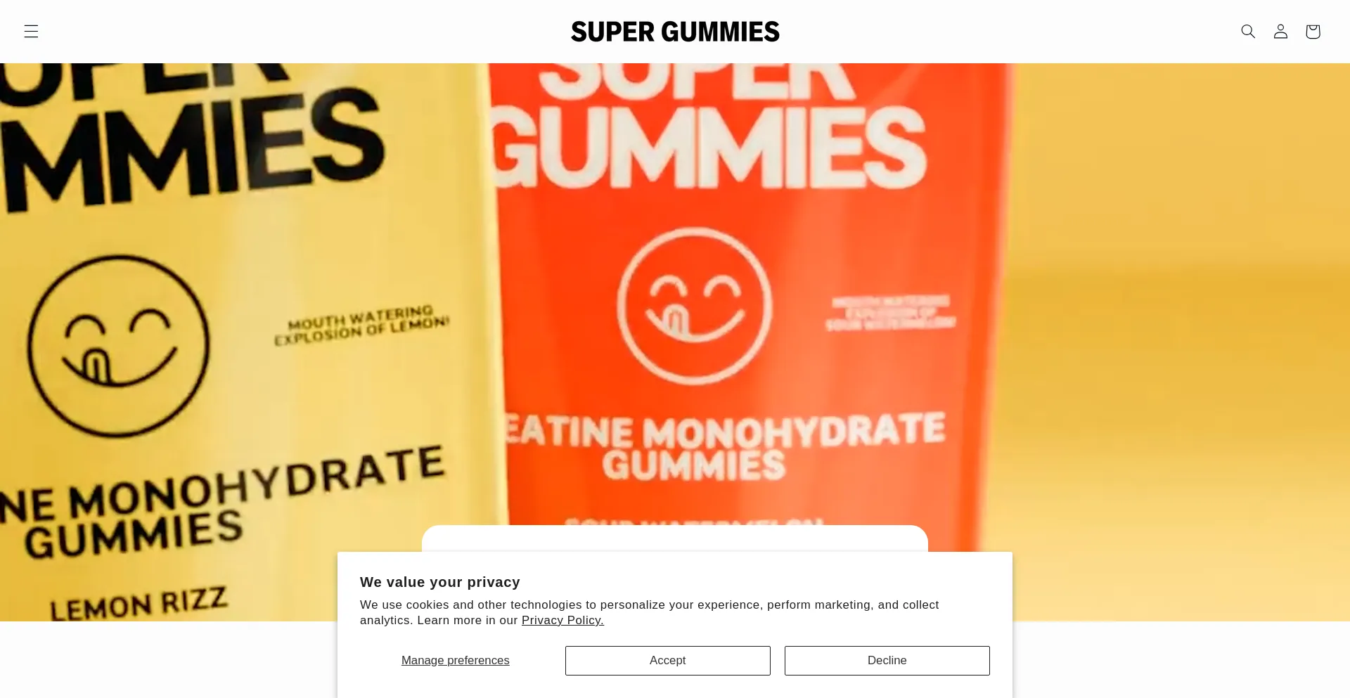 Website screenshot of Supergummies.co