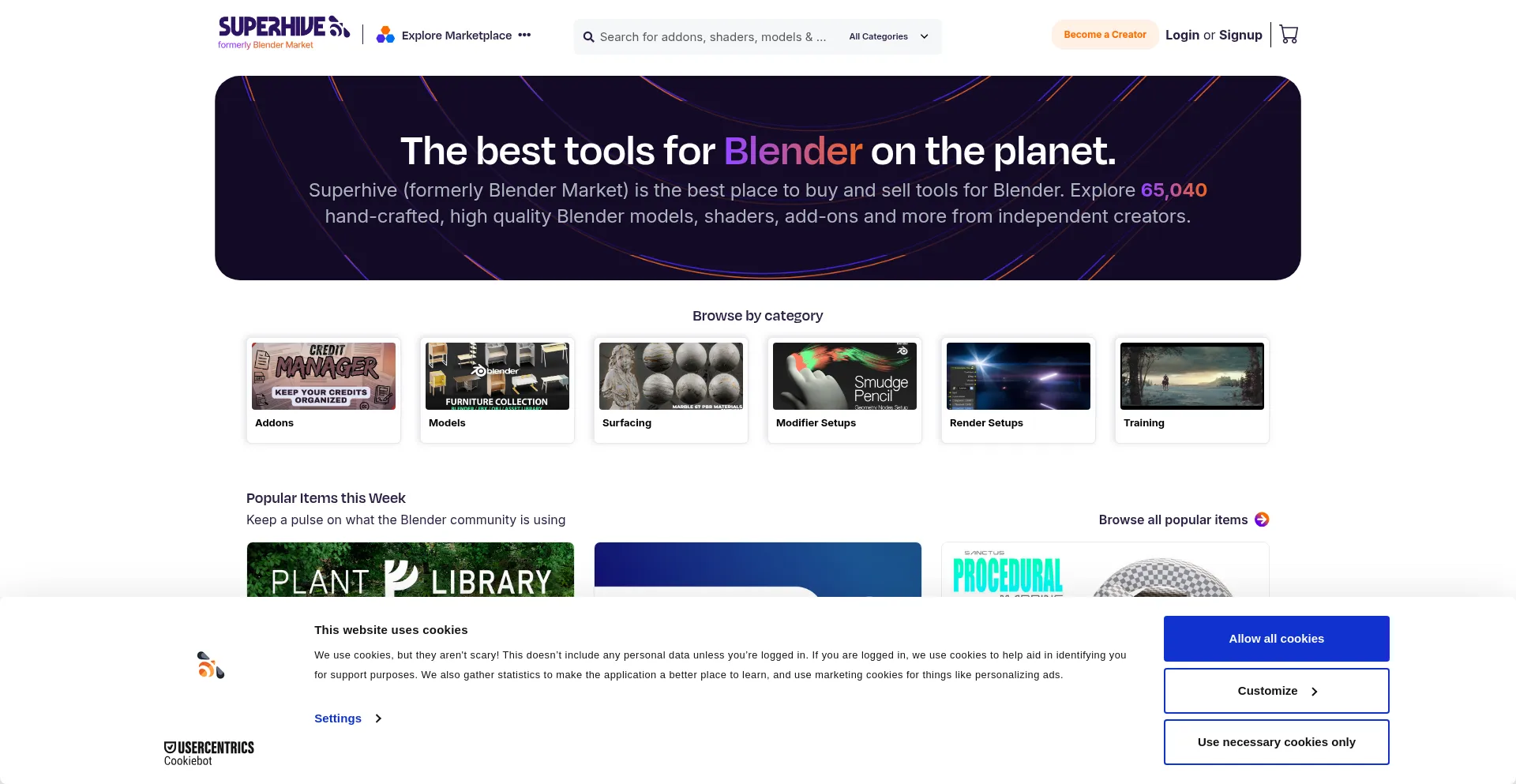 Website screenshot of Superhivemarket.com