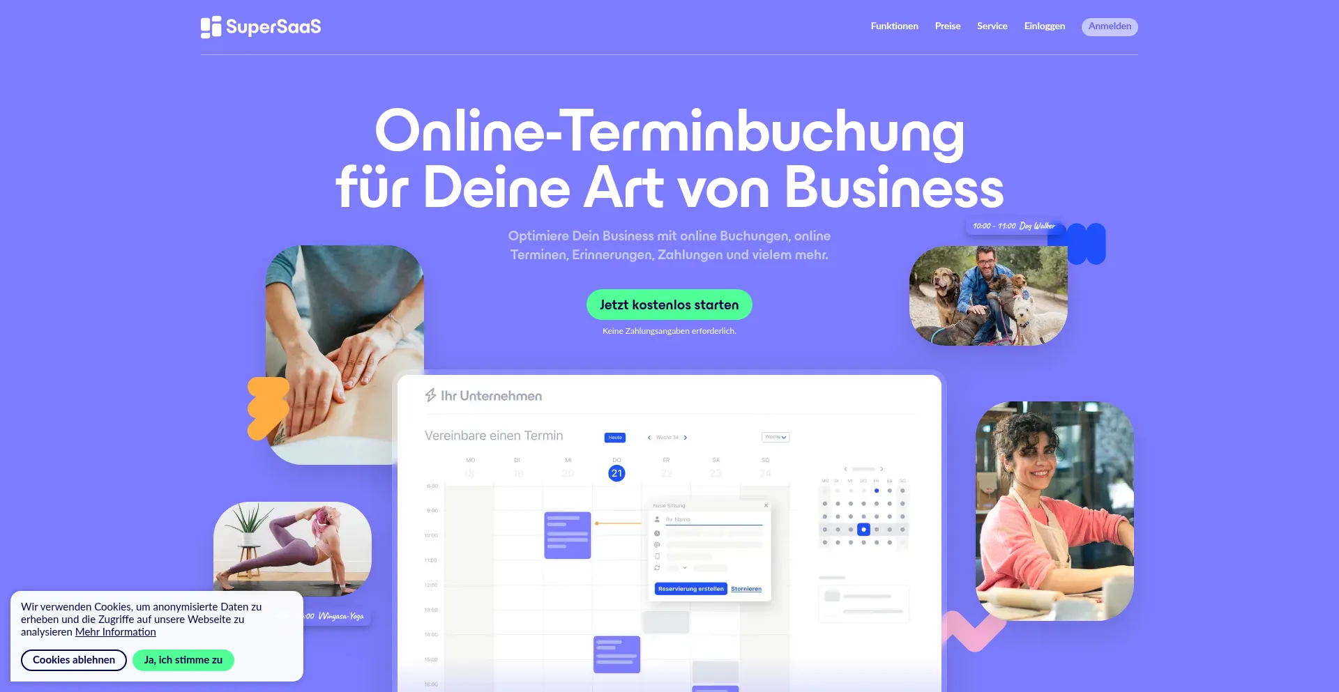 Website screenshot of Supersaas.de