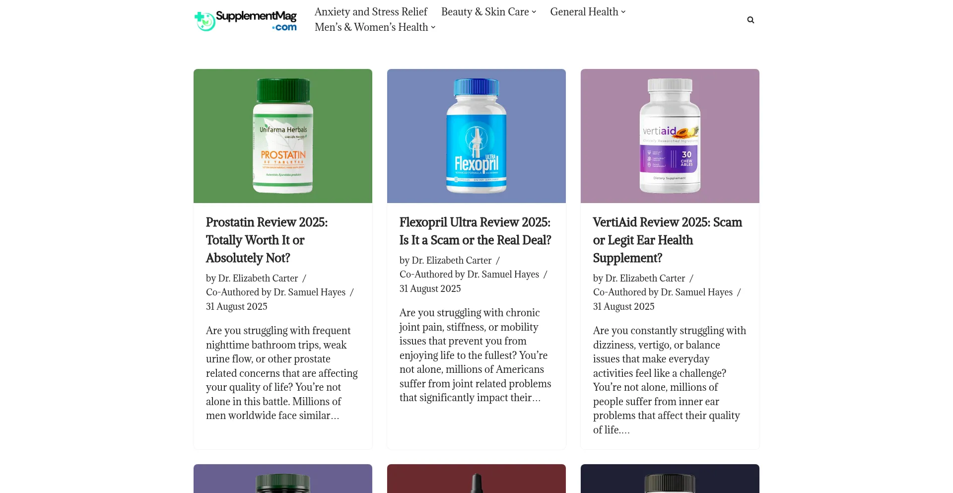 Website screenshot of Supplementmag.com