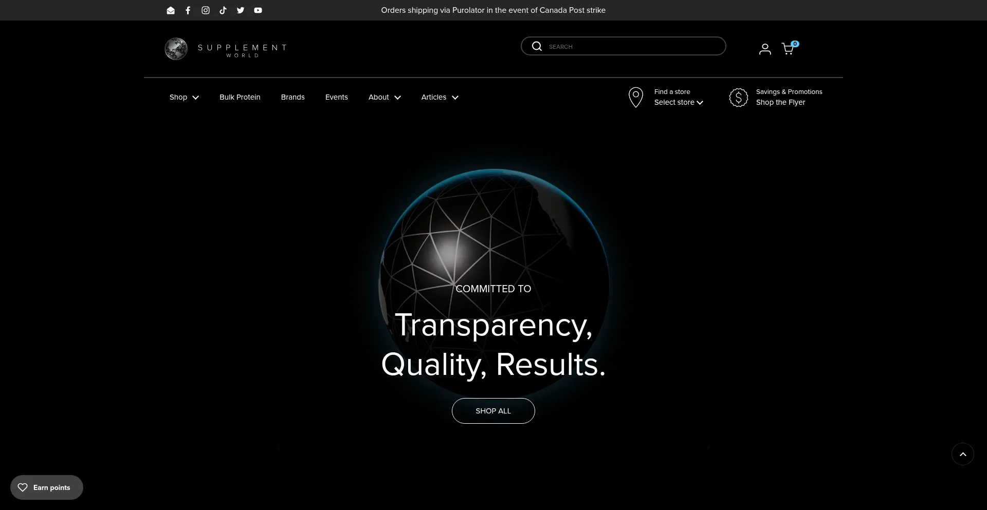 Website screenshot of Supplementworldcanada.com