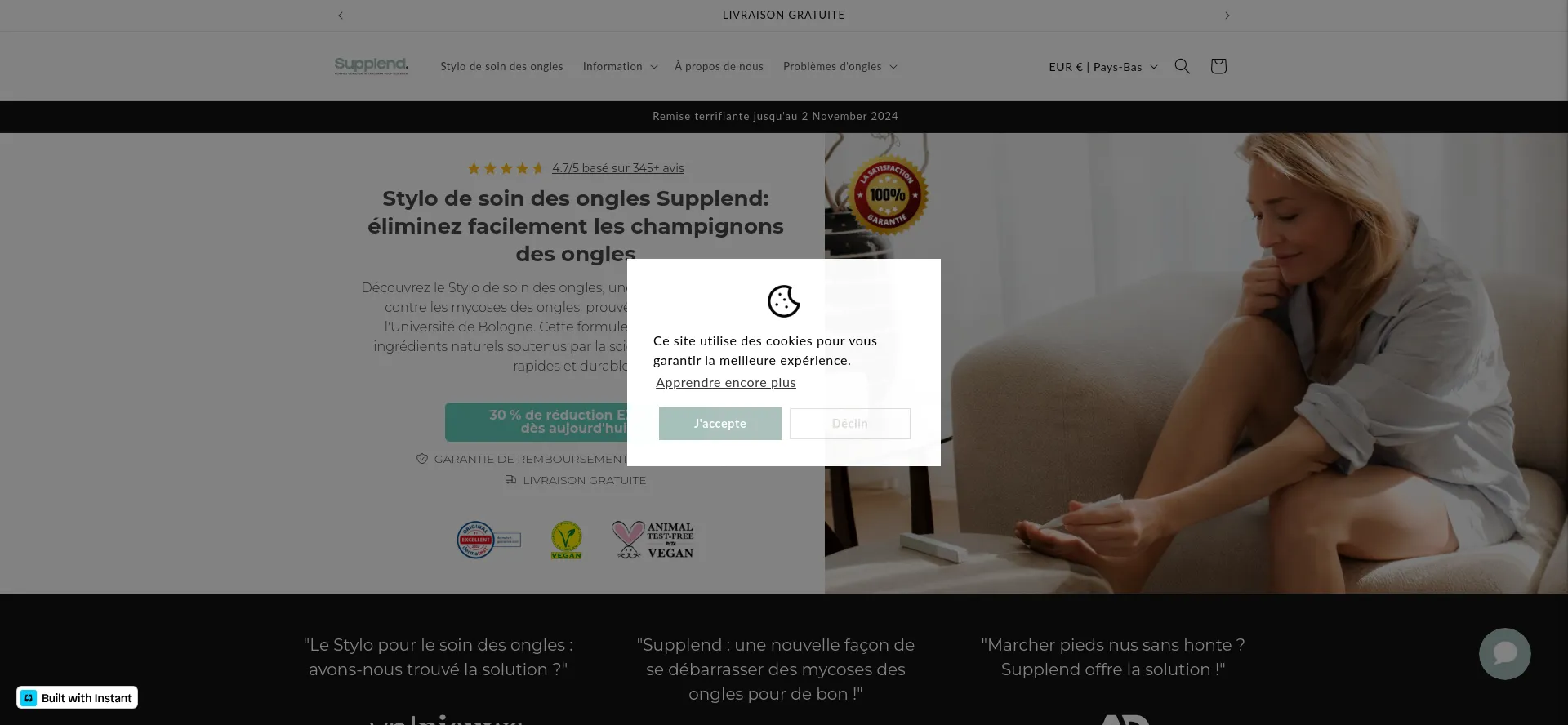 Website screenshot of Supplend-store.com