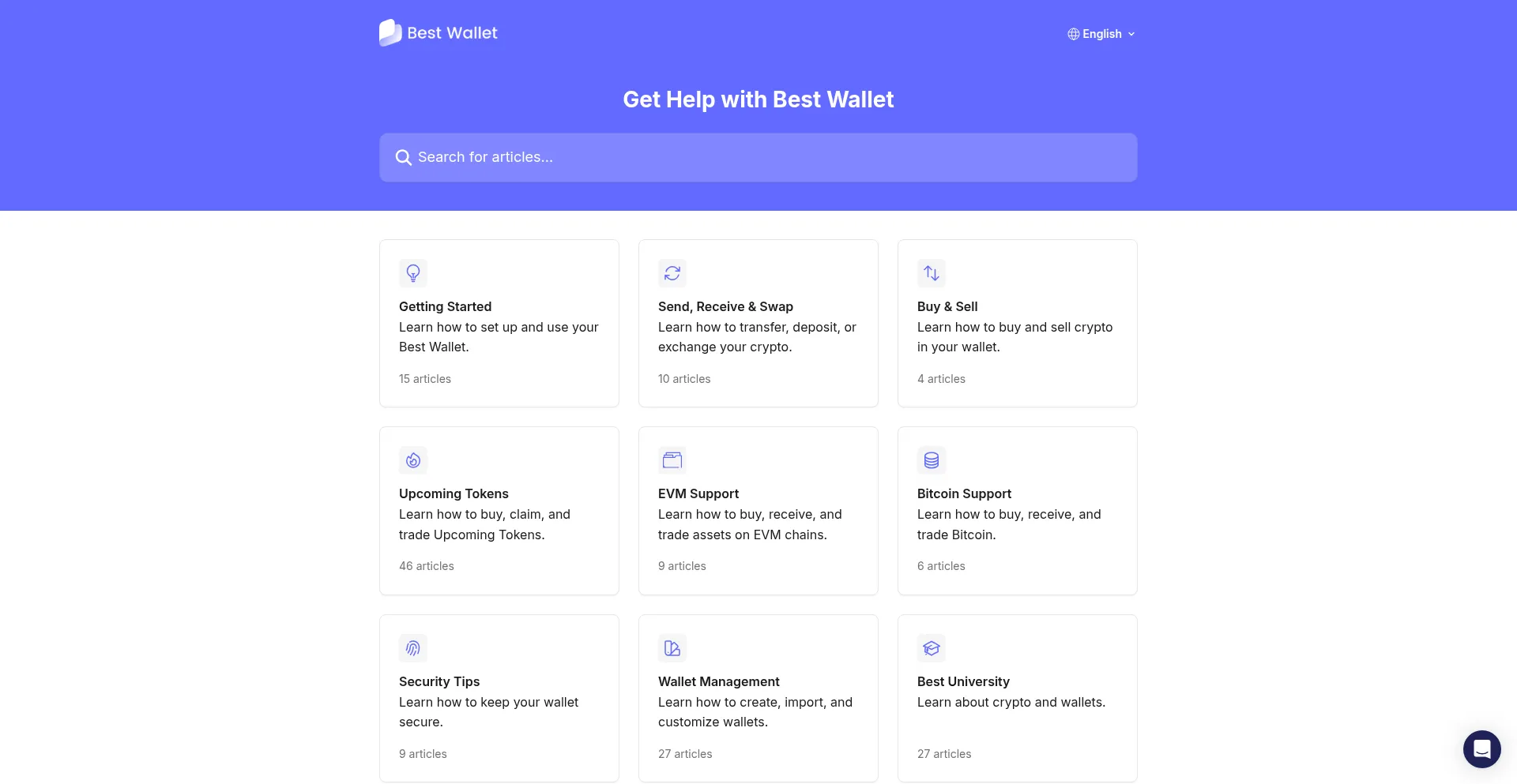 Website screenshot of Support.bestwallet.com