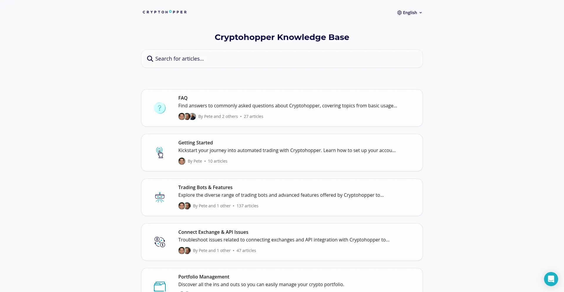 Support.cryptohopper.com Screenshot