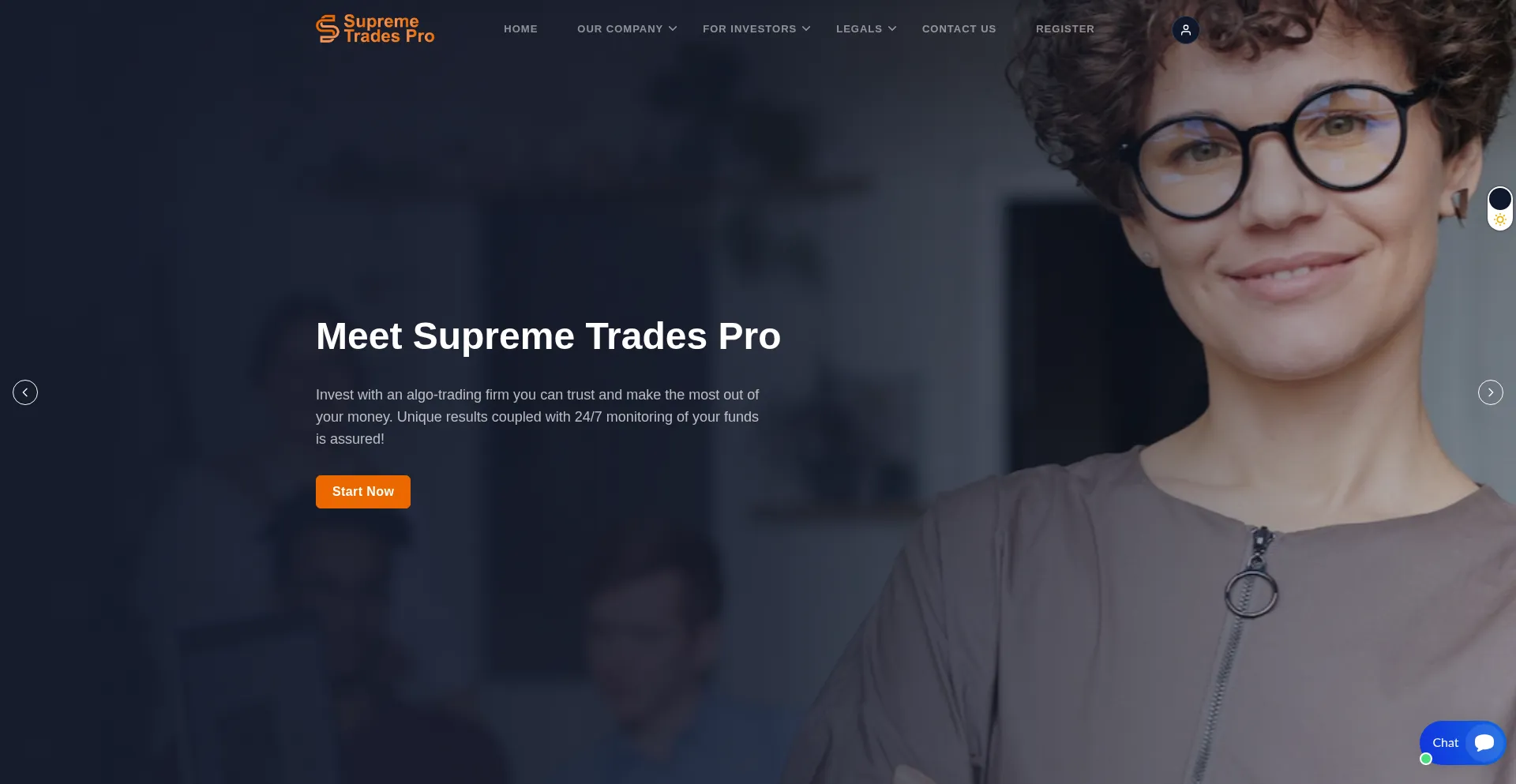 Website screenshot of Supremetrades.pro