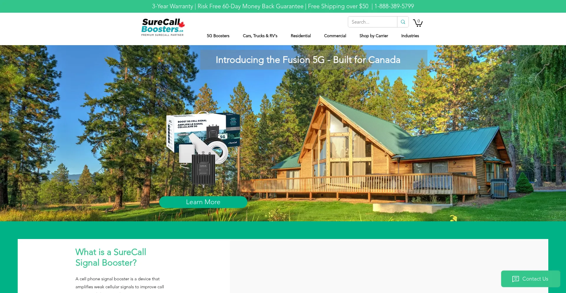 Website screenshot of Surecallboosters.ca