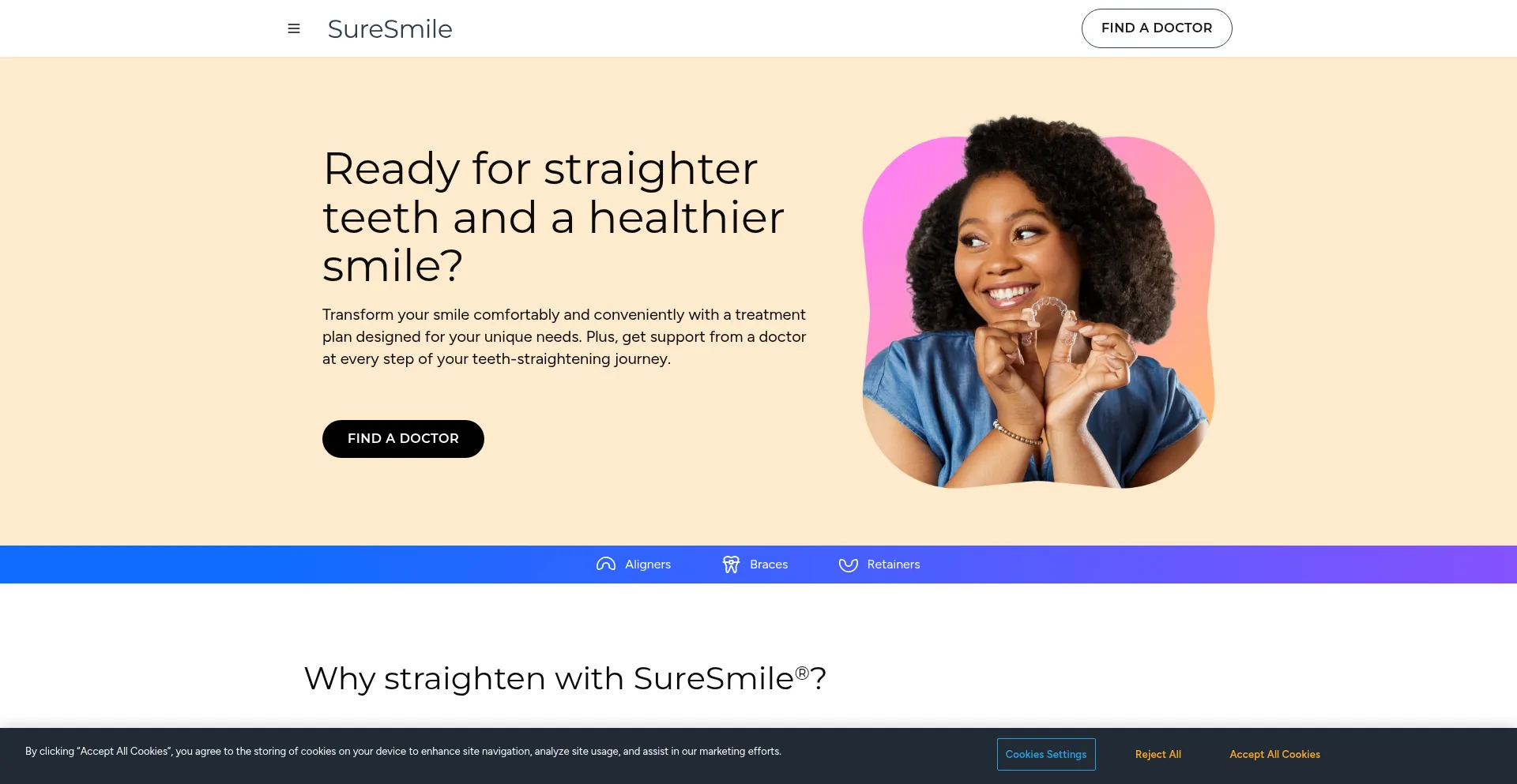 Website screenshot of Suresmile.com