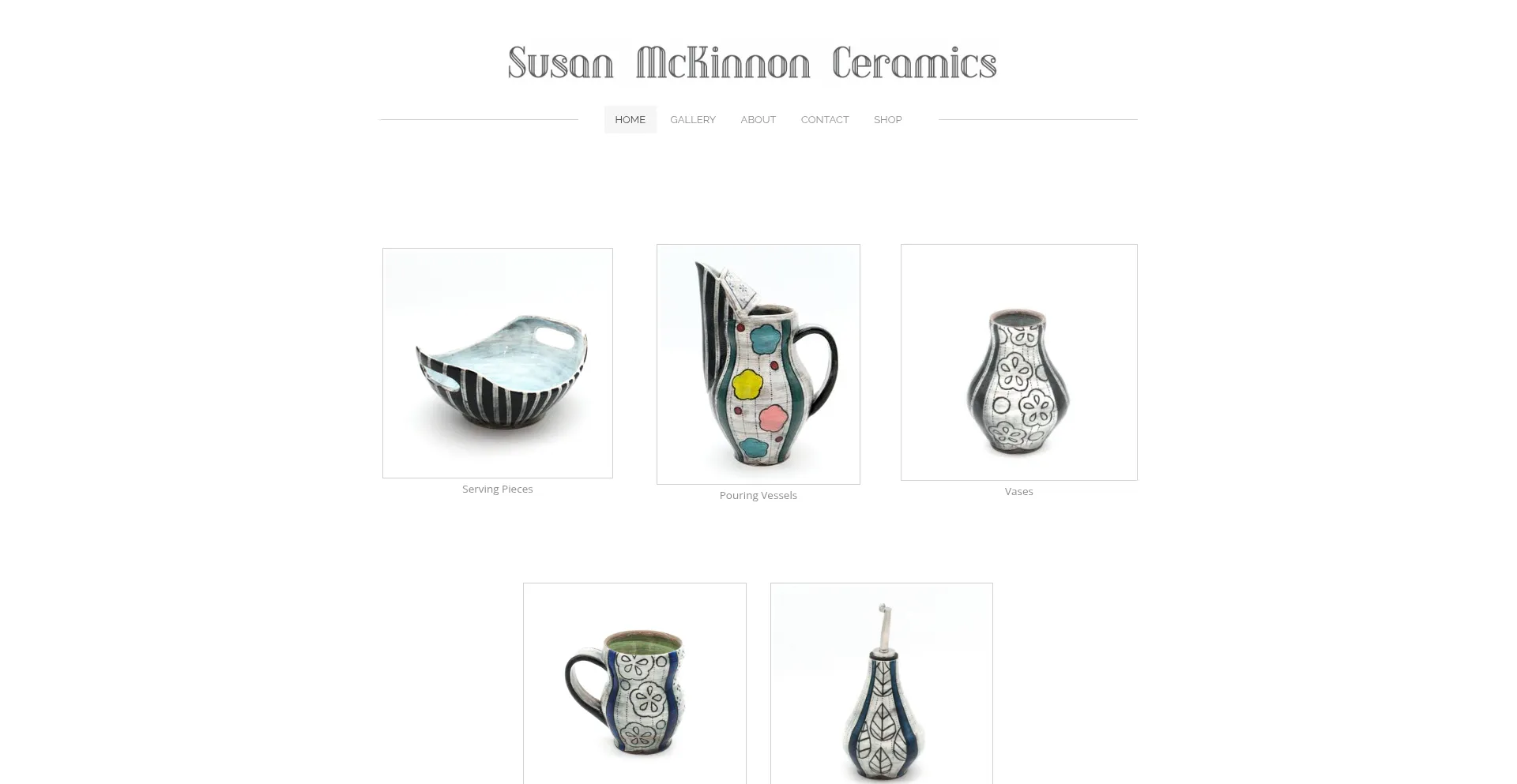 Website screenshot of Susanmceramics.com