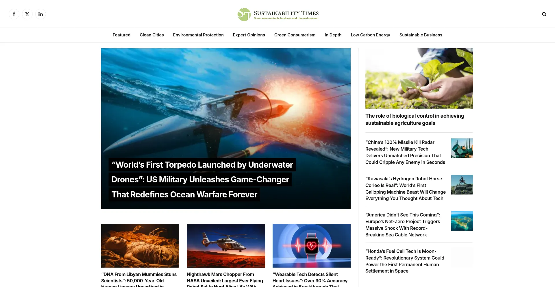 Website screenshot of Sustainability-times.com