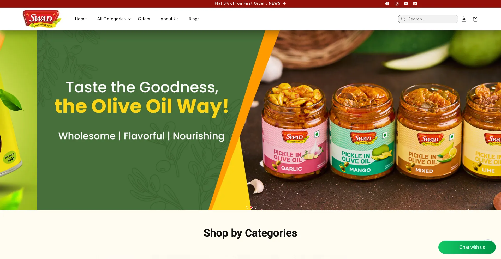 Website screenshot of Swad.shop