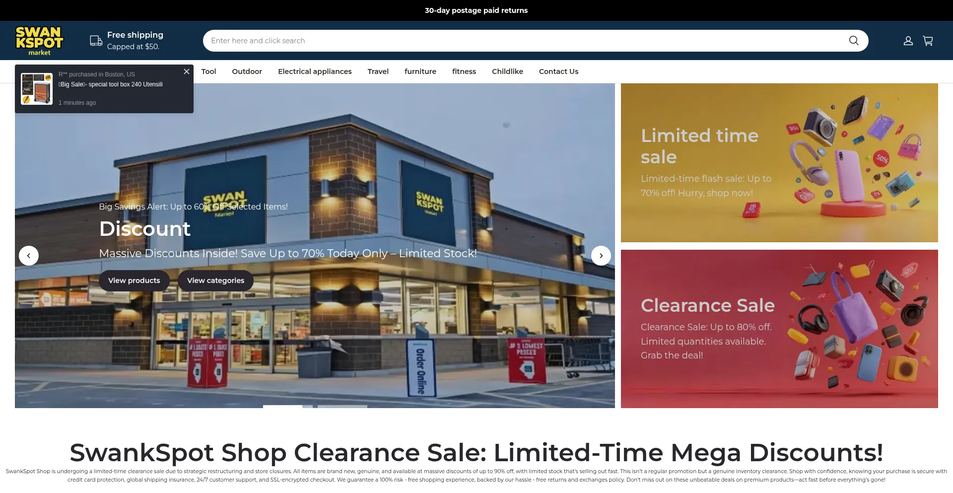 Website screenshot of Swankspot.shop