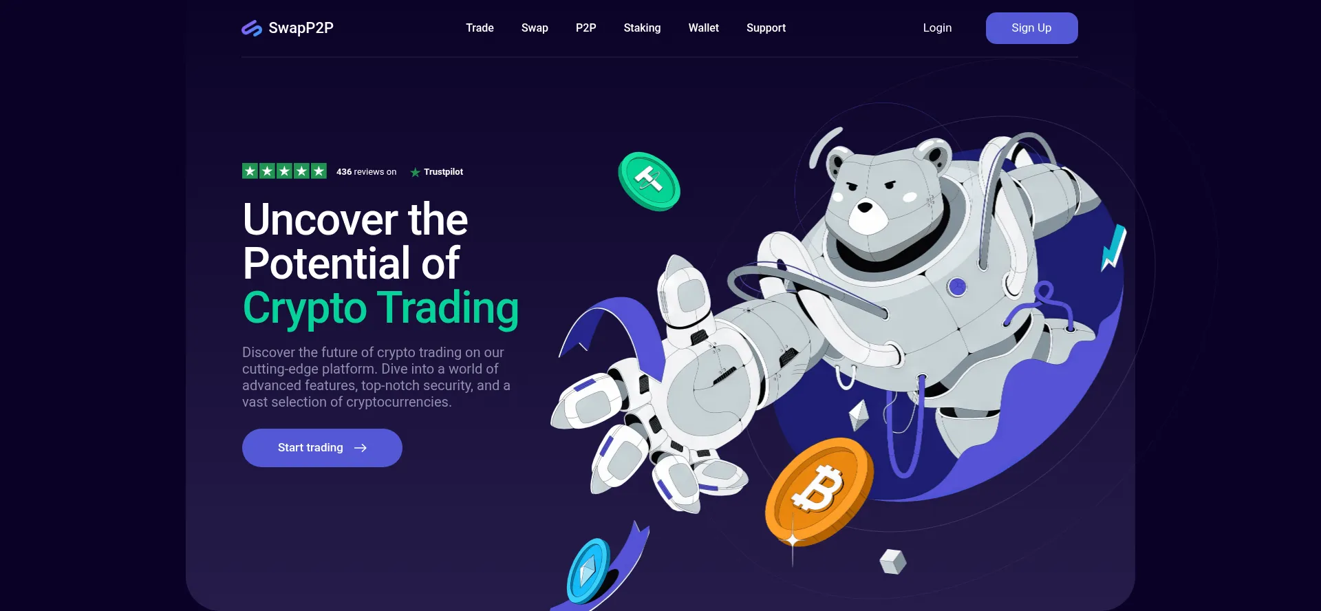 Website screenshot of Swap2p.me