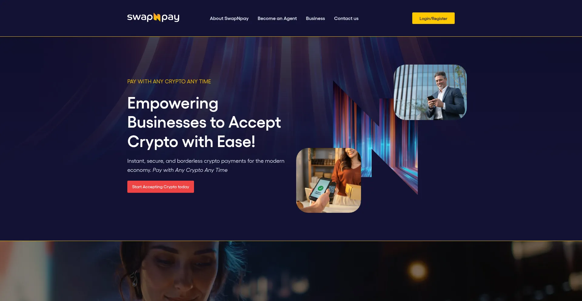Website screenshot of Swapnpay.io