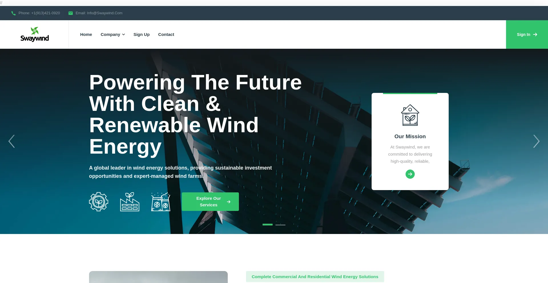 Website screenshot of Swaywind.com